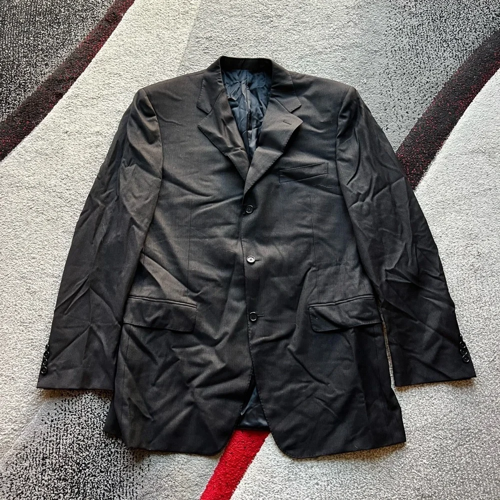 Canali Black Pinstripe Wool 3 Button Sportcoat